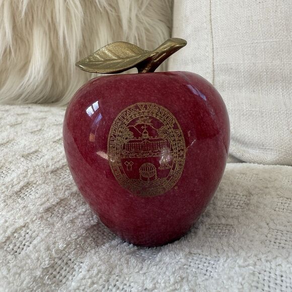 University Vermont UVM Paperweight Red Stone Gold Seal Apple Teacher Education - Picture 3 of 10